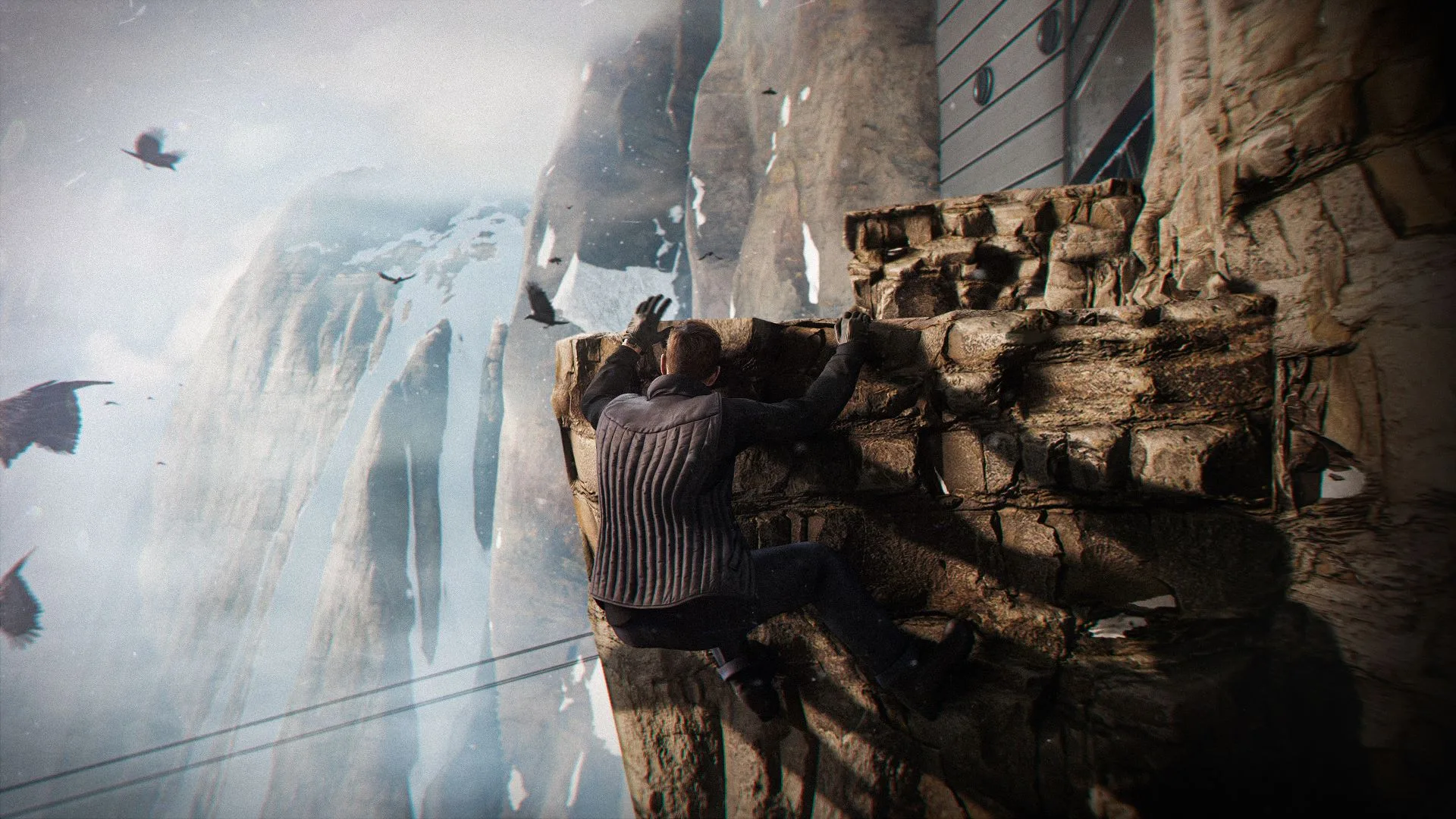James Bond using a Q Branch gadget during an infiltration sequence.