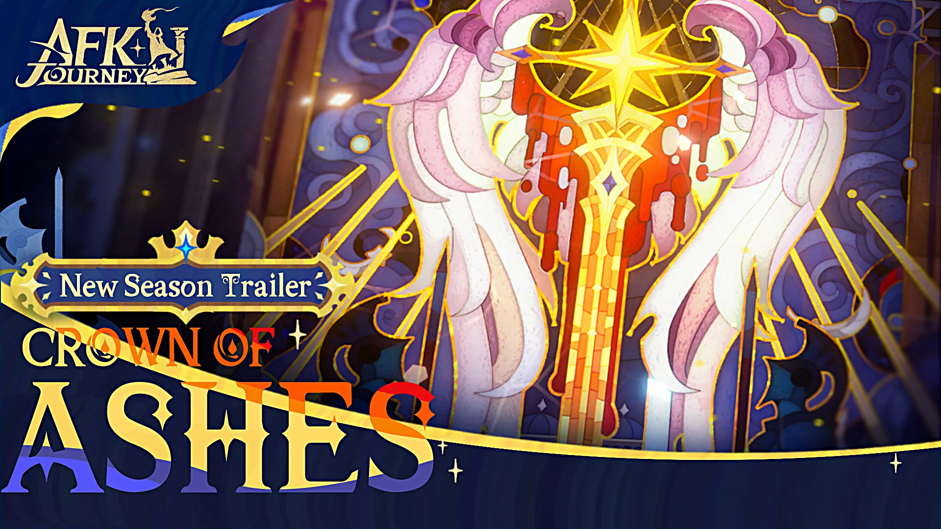 Crown of Ashes promotional artwork introduces the season's dramatic fantasy setting.