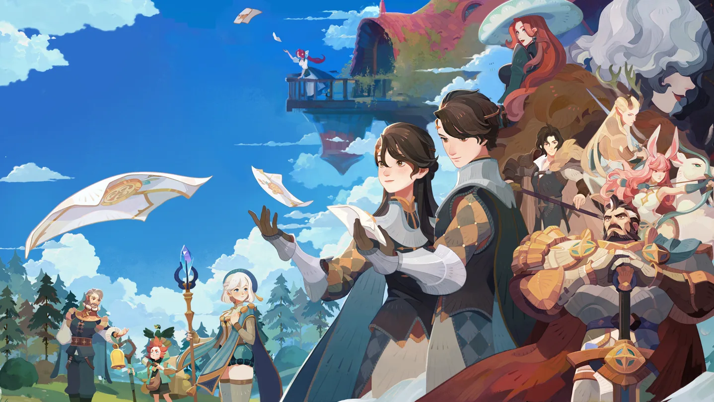AFK Journey key art showing heroes from Esperia's seven factions