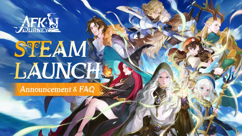 AFK Journey key art showing Merlin and hero characters in the world of Esperia