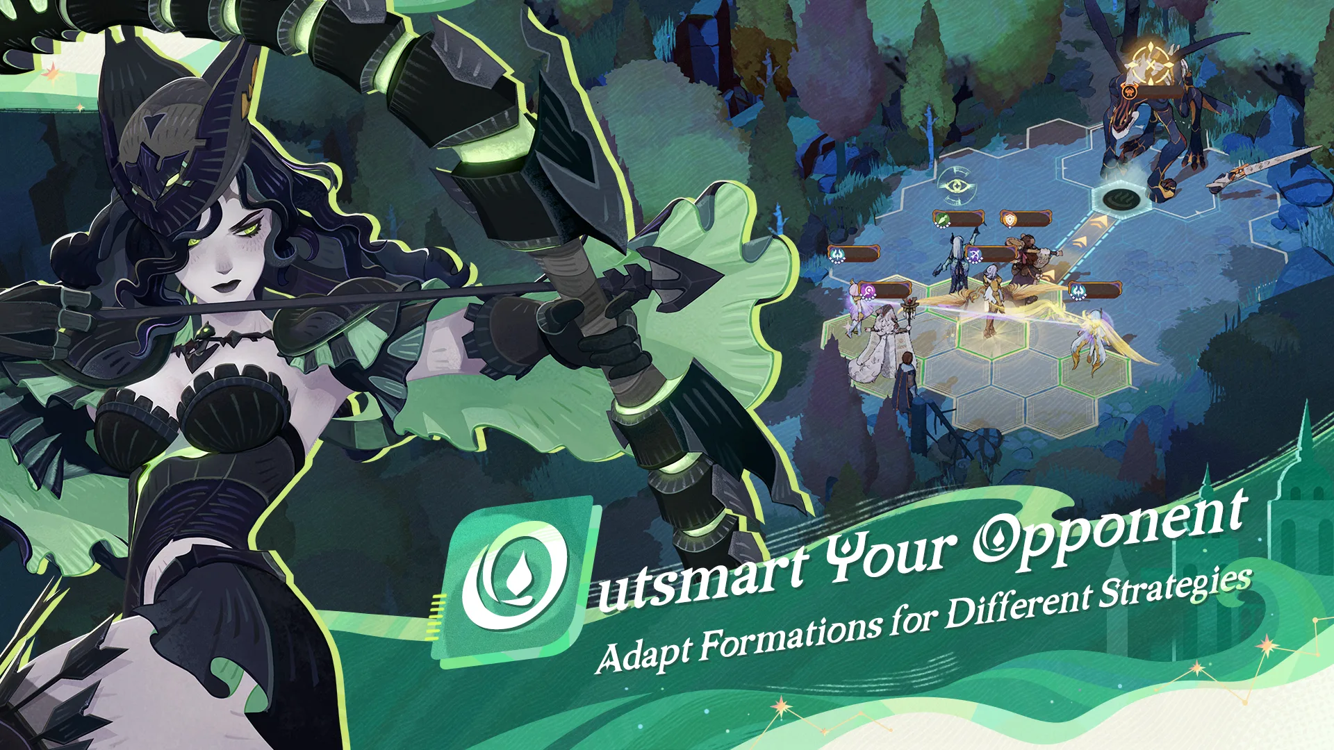 AFK Journey promotional image representing terrain-aware formations and tactical team positioning