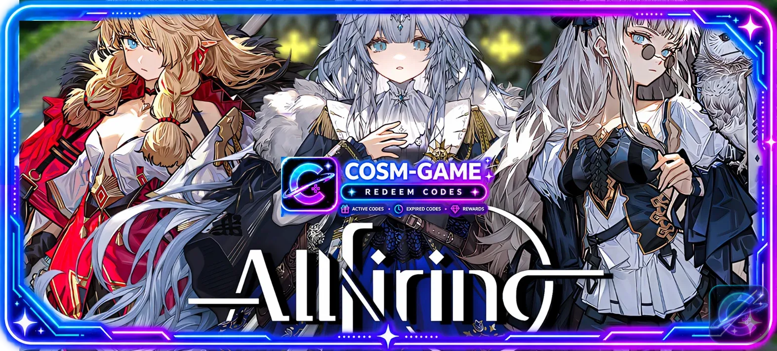 A blonde ALLfiring companion in black and white clothing appears beneath the ALLfiring logo.