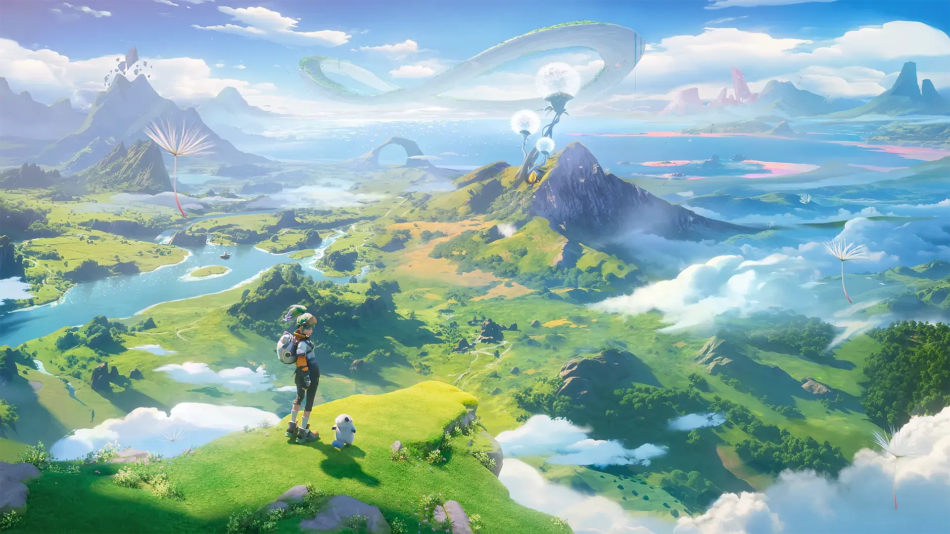 A Pathfinder and Aniimo overlooking the open world of Idyll in official key art.