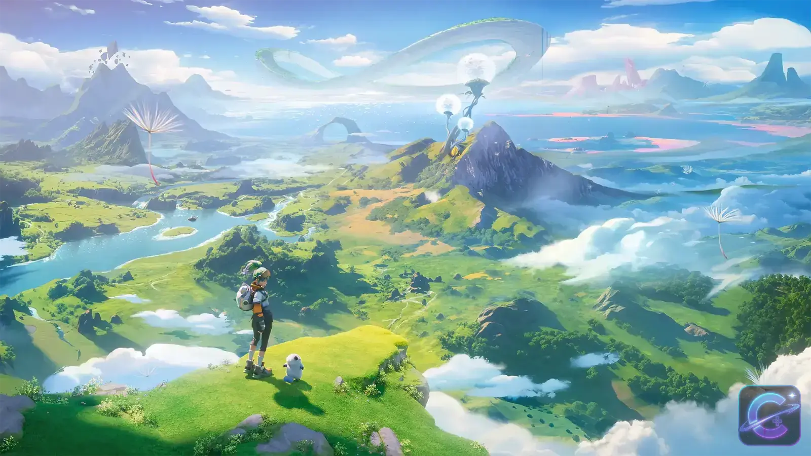 Aniimo characters and a Pathfinder in the colorful world of Idyll.