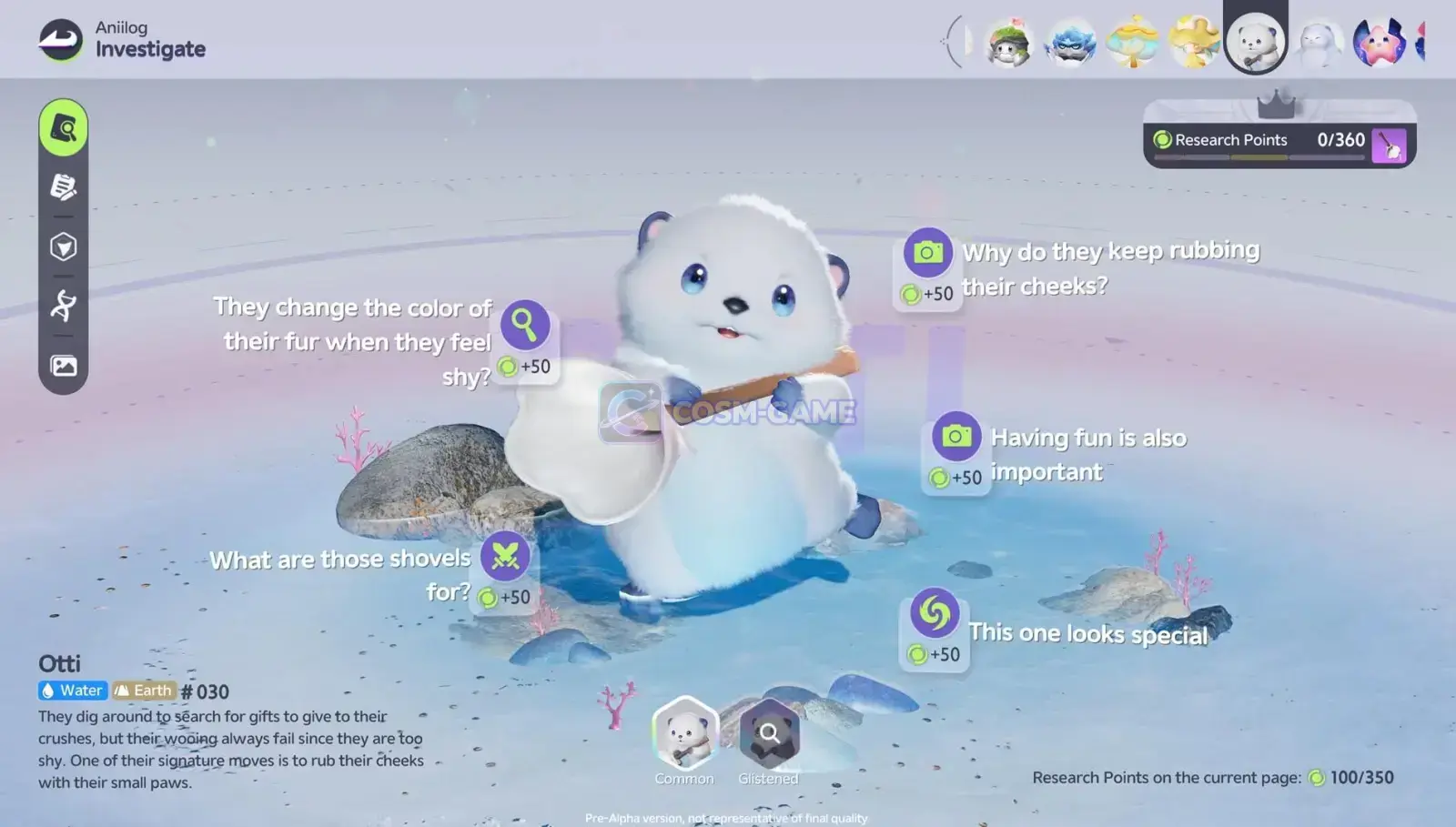 The Aniilog research screen shows Otti with several behavior and observation prompts.