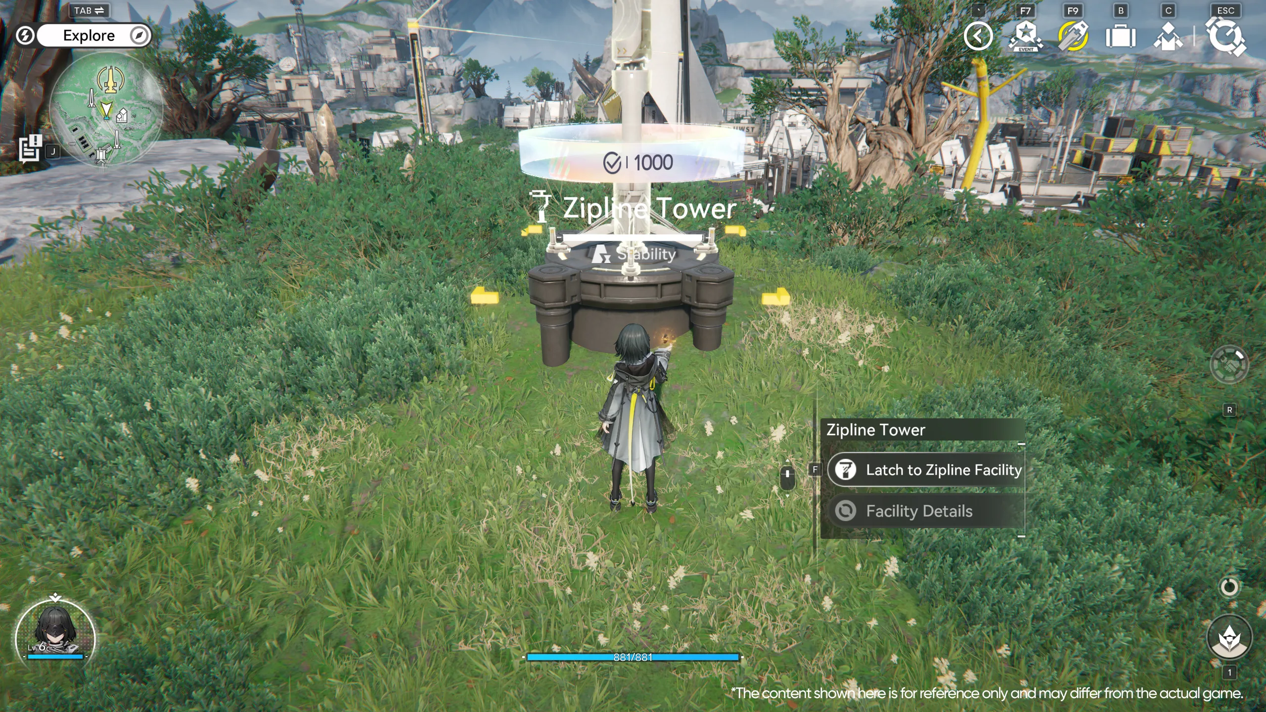The Endministrator stands in grass while placing a Zipline Tower in the open world.