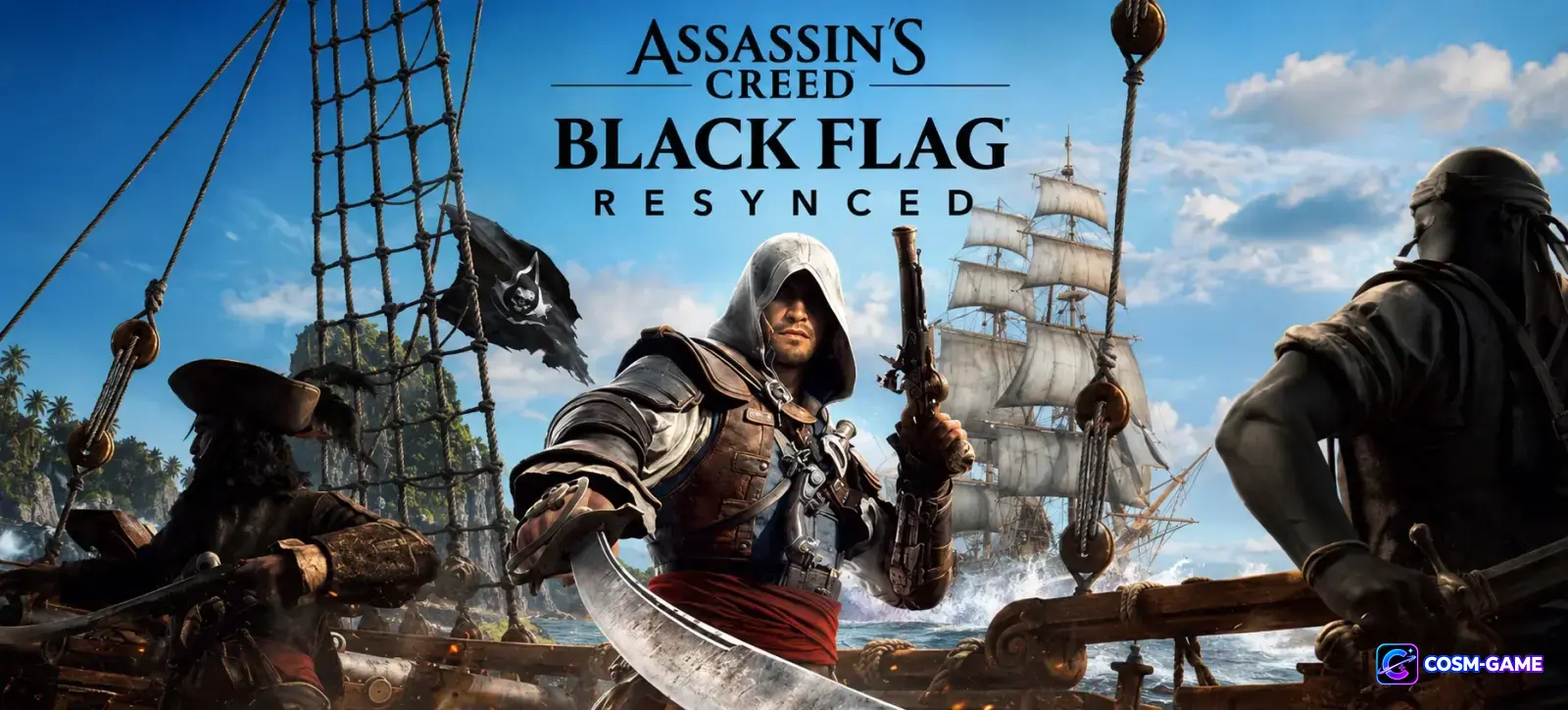 Edward Kenway crouches on a rooftop overlooking Havana and the surrounding tropical landscape.