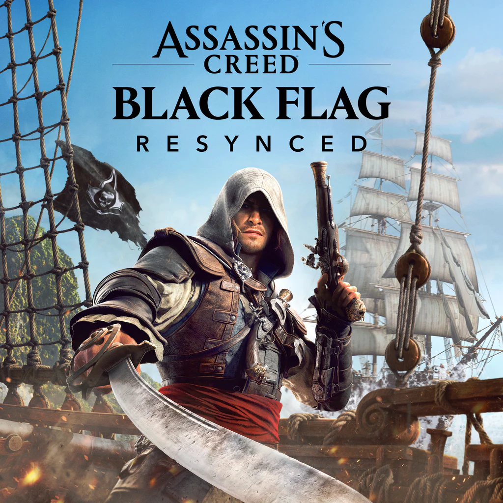 Edward Kenway standing aboard the Jackdaw in official key art for Assassin's Creed Black Flag Resynced