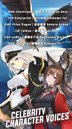 Azur Lane landscape promotional screenshot featuring anime-styled ship characters and game imagery.