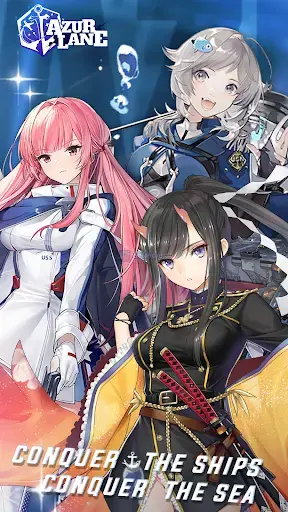 Azur Lane landscape promotional screenshot featuring anime-styled ship characters and game imagery.