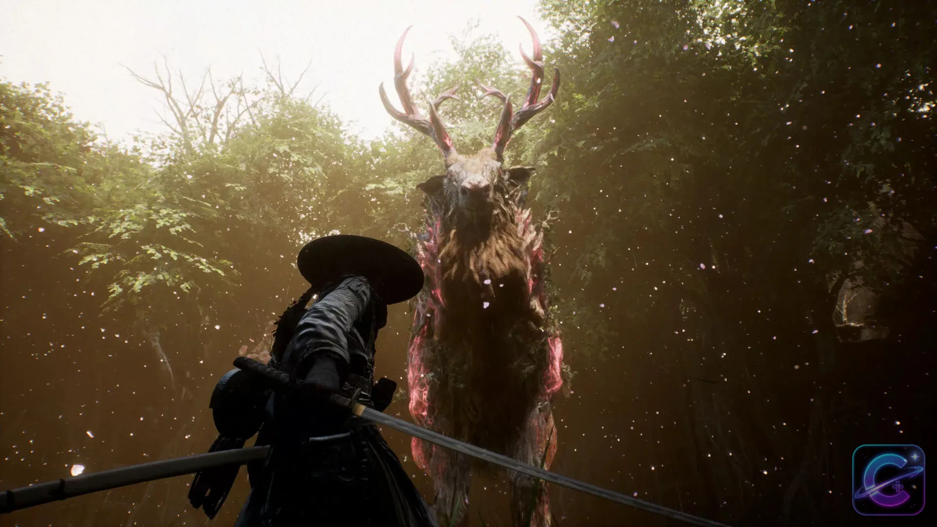 Emma and Koo travelling through a river in Beast of Reincarnation