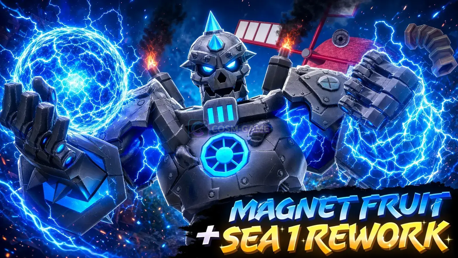 The official Blox Fruits Update 30 trailer artwork presents Magnet and the Sea 1 update.