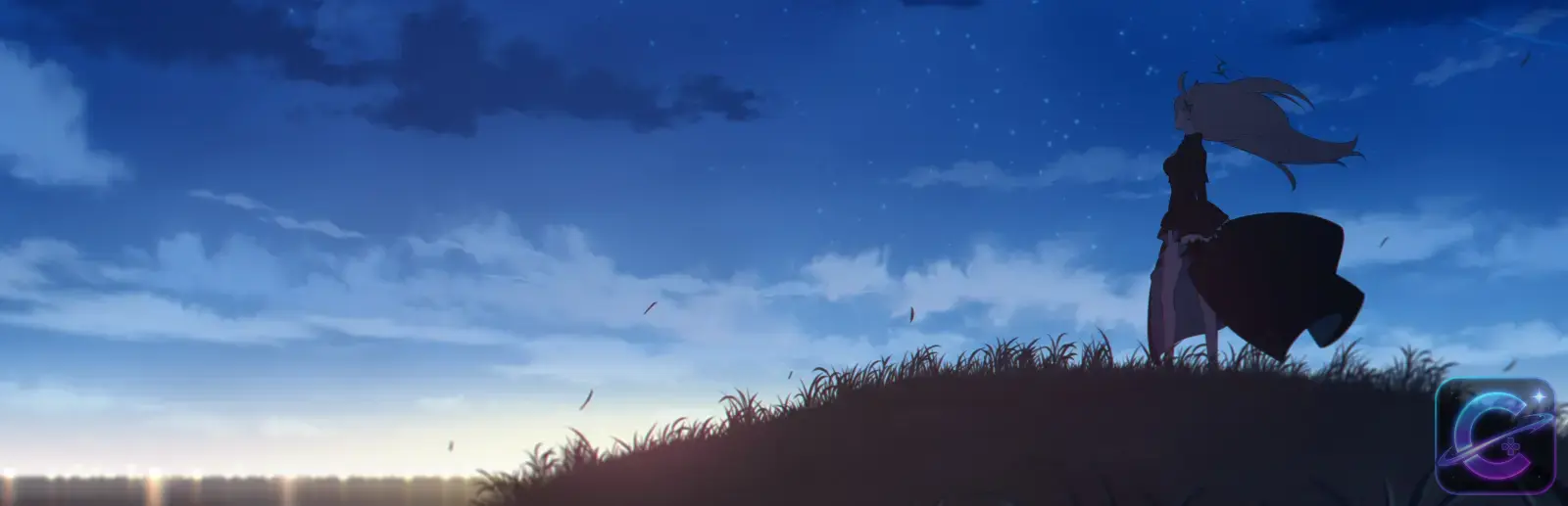 Blue Archive key art showing a student beneath a deep blue sky.