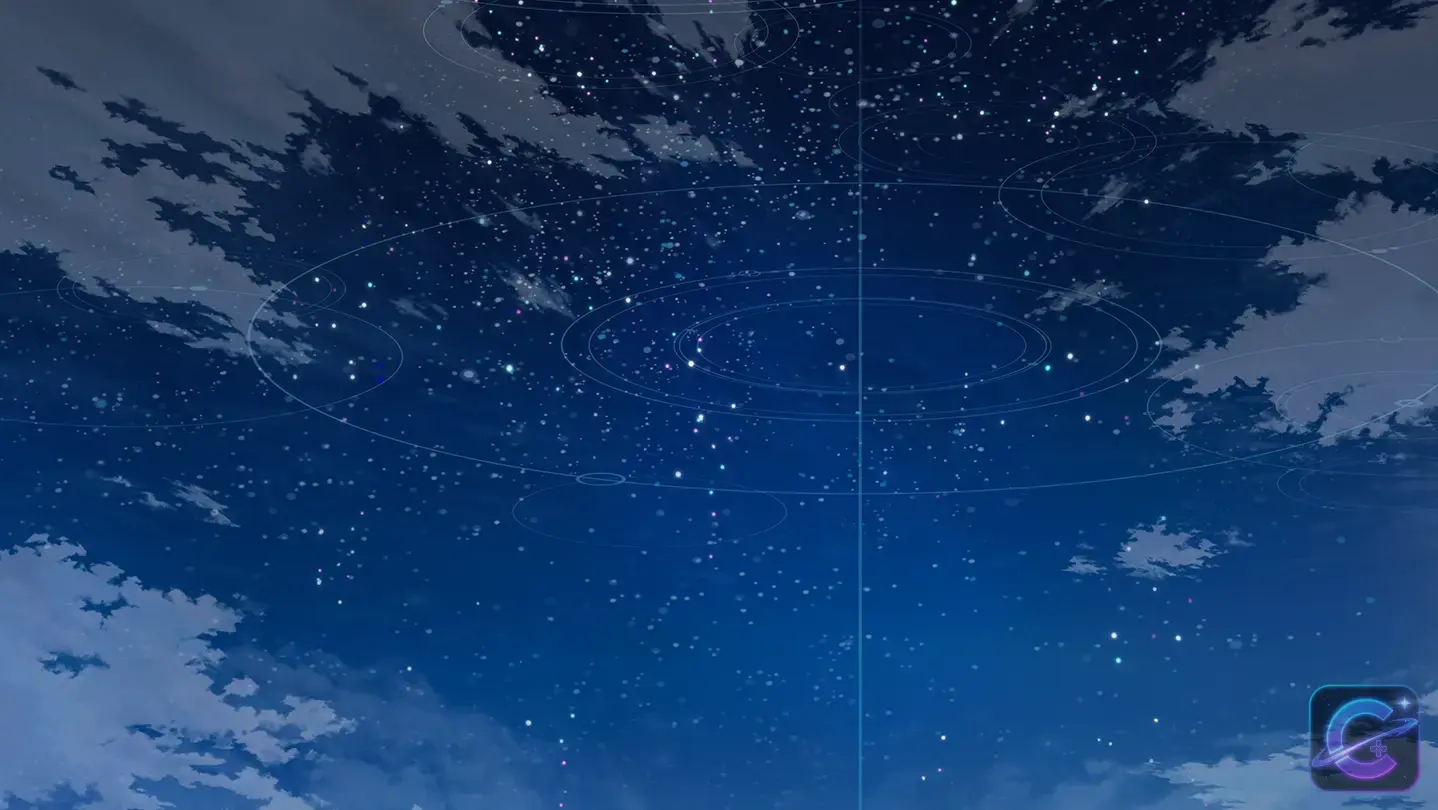 A deep blue starry sky forms an atmospheric Blue Archive background.
