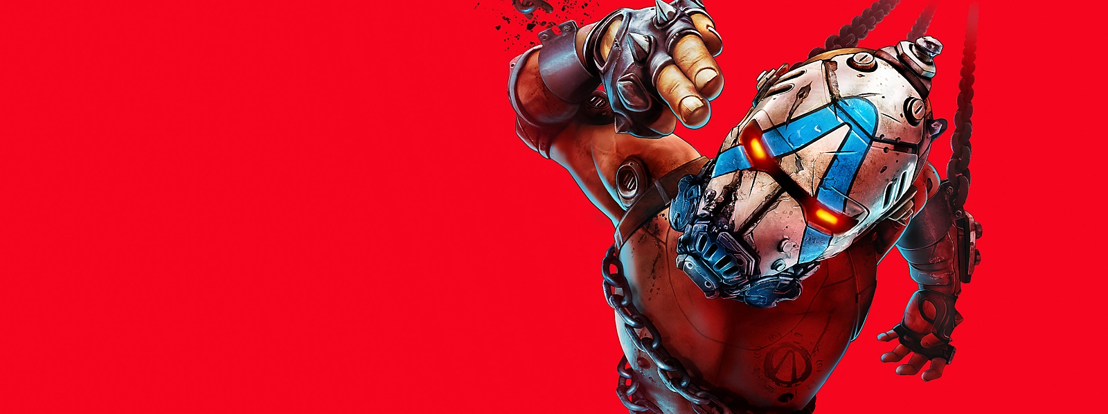 A bandit against the red backdrop of the Borderlands 4 key art.