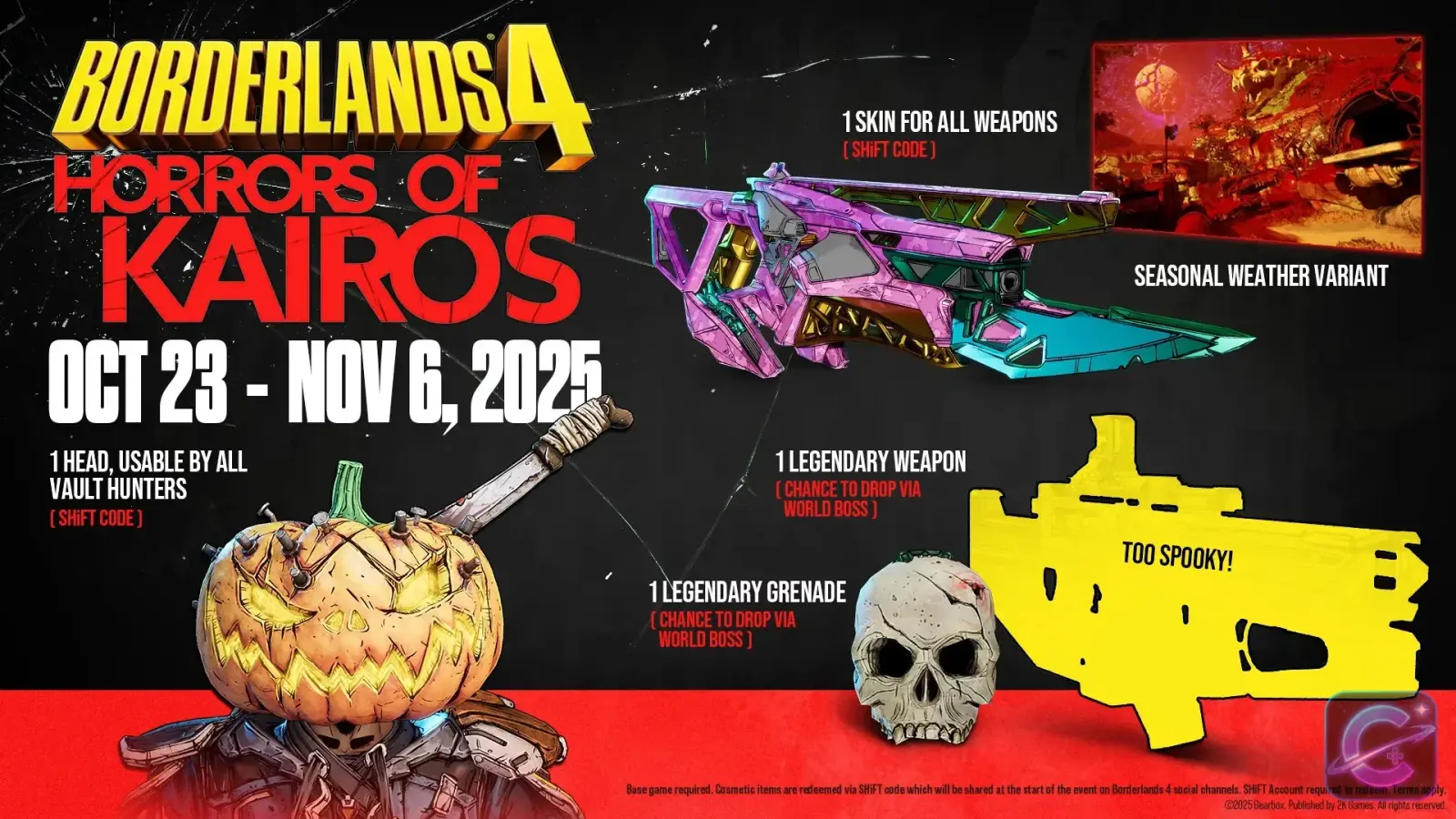 The Horrors of Kairos event presents its Halloween themed Borderlands 4 setting and rewards.