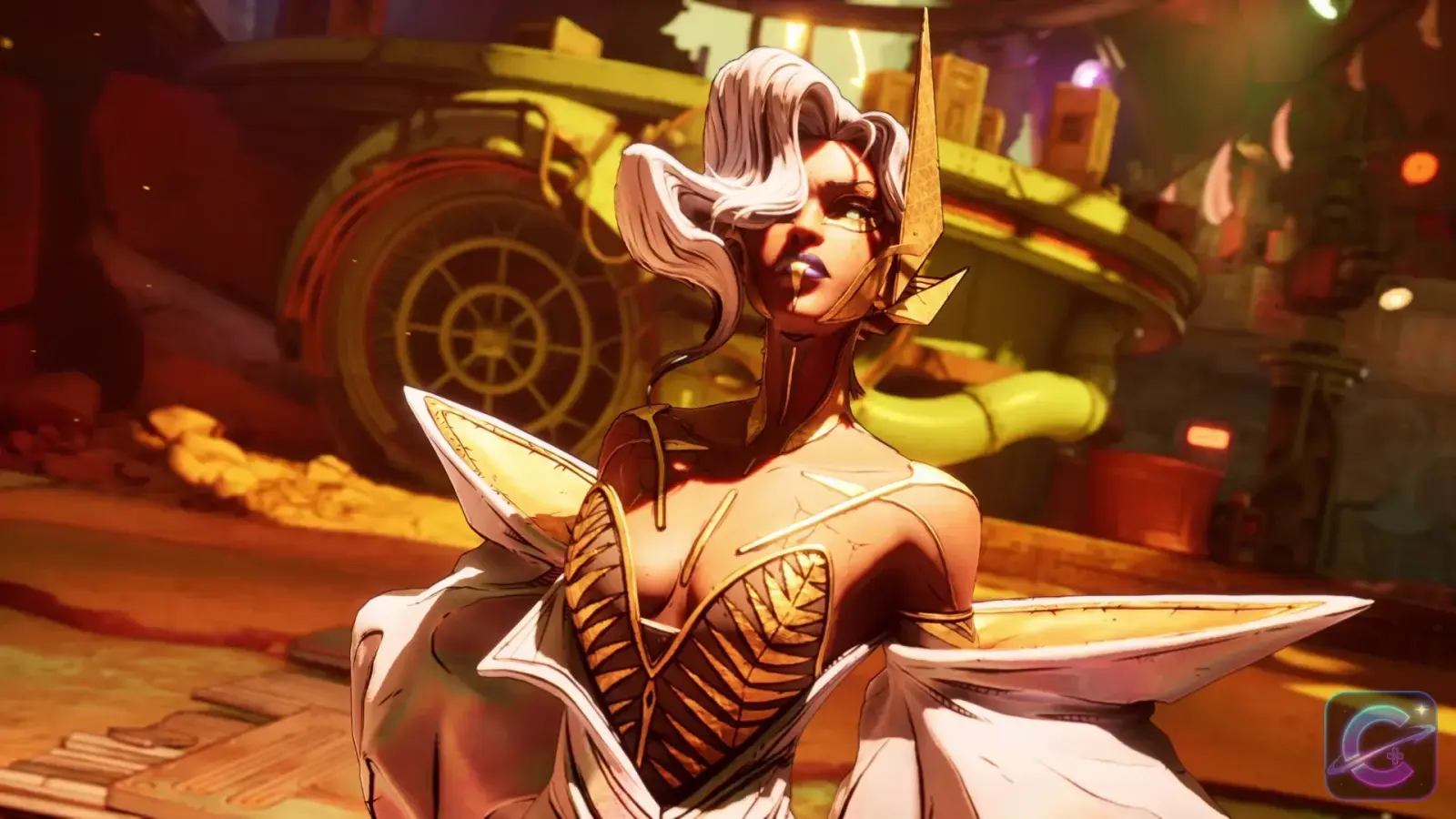 Levaine appears during a Borderlands 4 story scene tied to a Bounty Pack adventure.