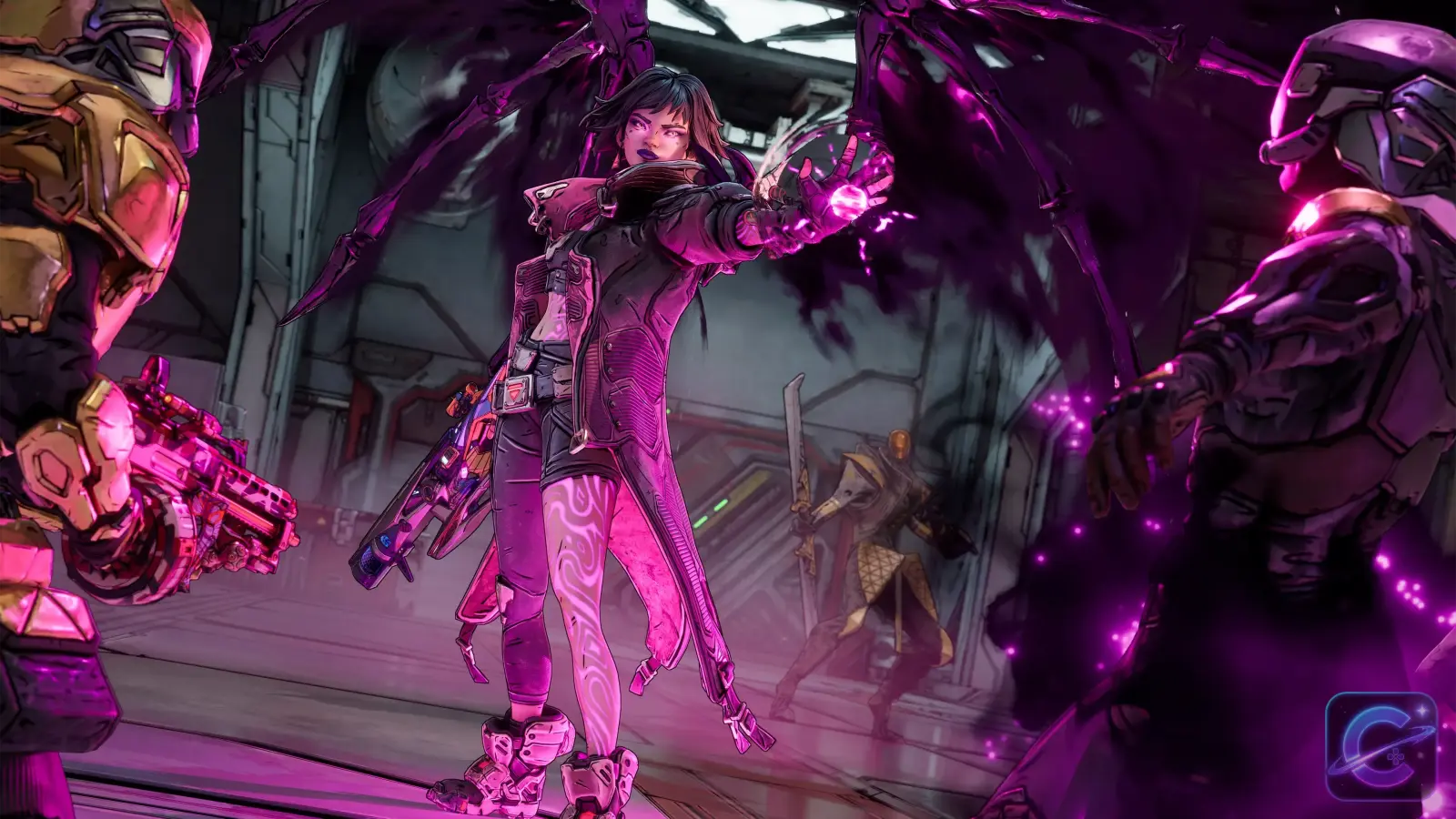 Vex faces enemies during a Borderlands 4 combat scene on Kairos.