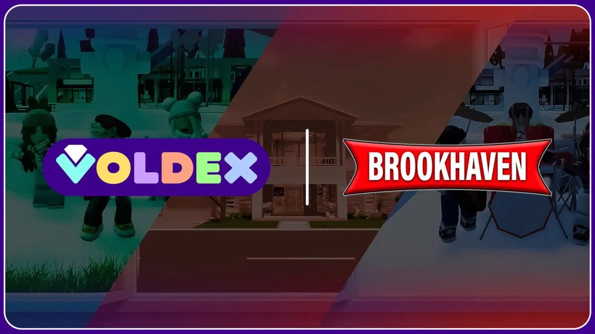 Brookhaven characters, a modern house and the Brookhaven logo in Voldex acquisition artwork