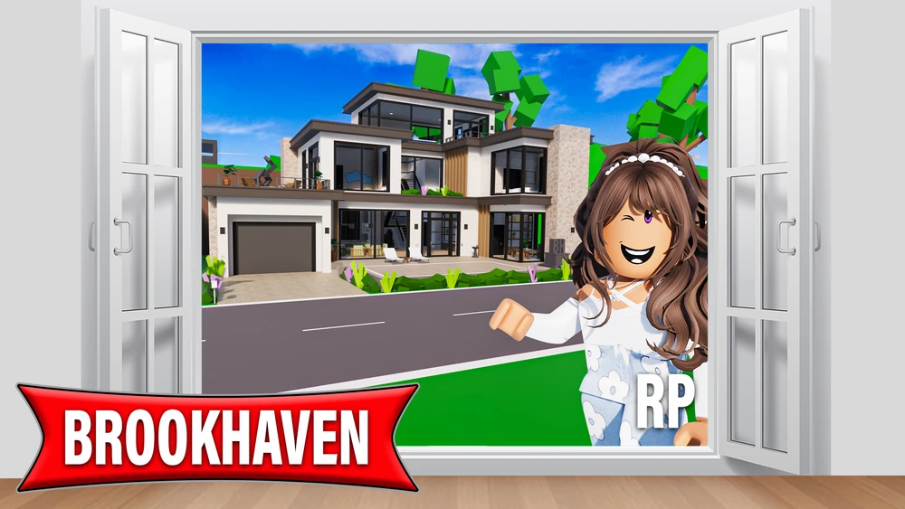 Brookhaven RP promotional image featuring a modern house