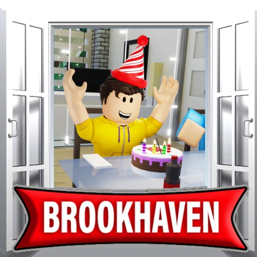 Brookhaven RP promotional image for a party-themed roleplay scene