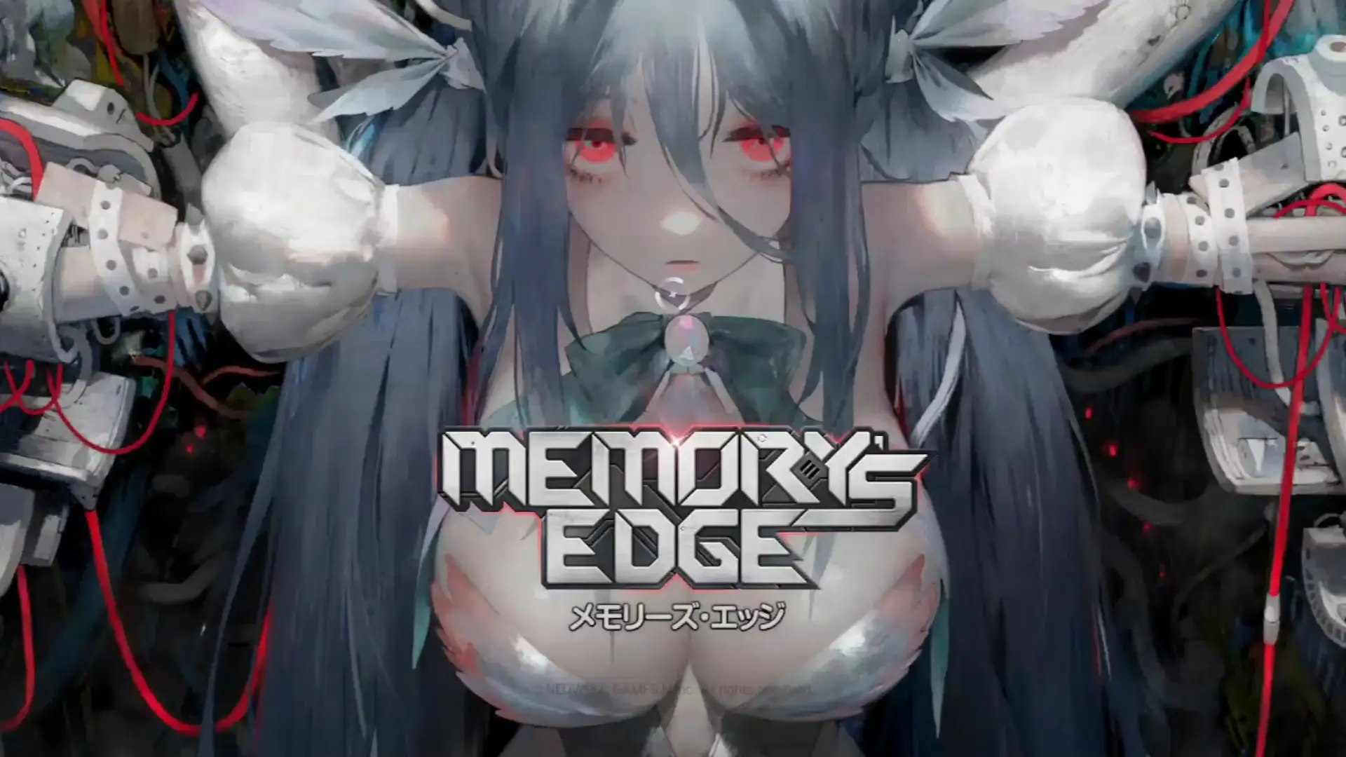 Dark-haired woman surrounded by mechanical equipment beneath the Memory's Edge title