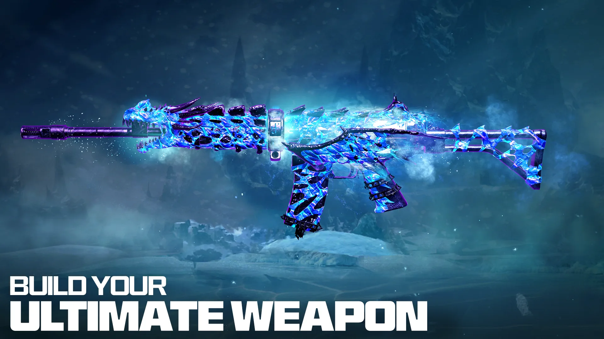 A blue crystalline rifle displayed in Call of Duty: Mobile weapon artwork.