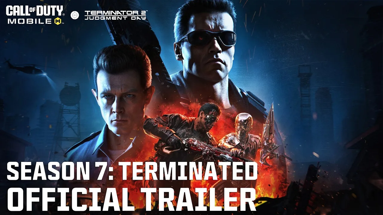 The T-800 and T-1000 stand in Call of Duty Mobile Season 7 Terminated promotional artwork.