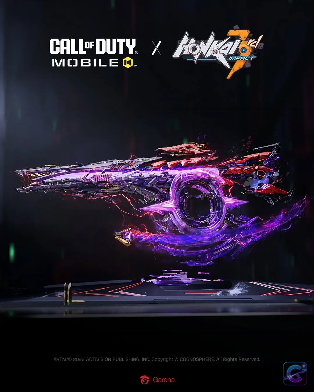 Call of Duty: Mobile x Honkai Impact 3rd collaboration promotional artwork showing crossover-themed character visuals