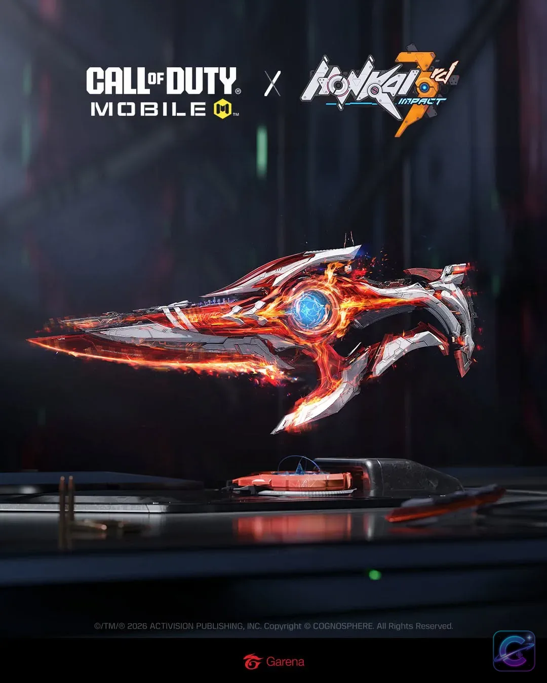 Call of Duty: Mobile x Honkai Impact 3rd promotional image showing one collaboration-themed character visual