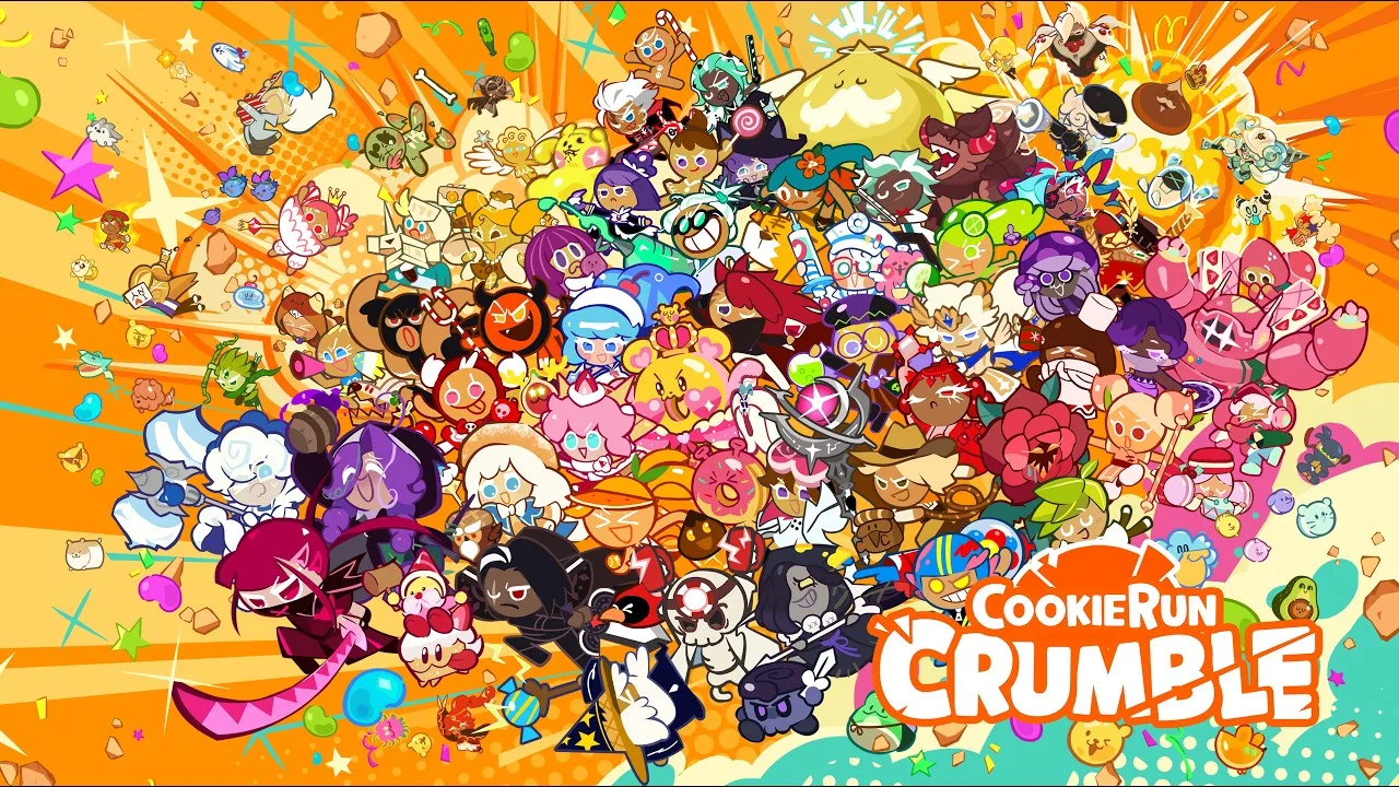 Cookie characters charge into battle in the official CookieRun: Crumble video artwork.