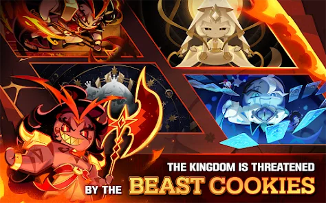 CookieRun: Kingdom Google Play screenshot showing Beast Cookies threat artwork