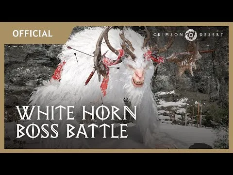 Crimson Desert White Horn boss battle still