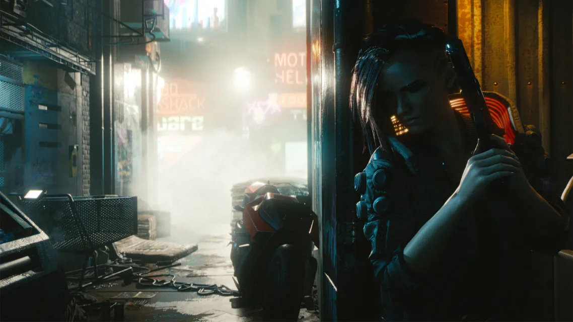 Cyberpunk 2077 official Night City street artwork