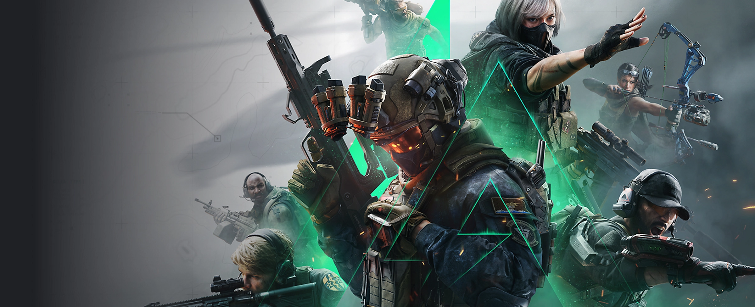 Delta Force key art showing a squad of tactical Operators advancing through a smoke-filled battlefield.