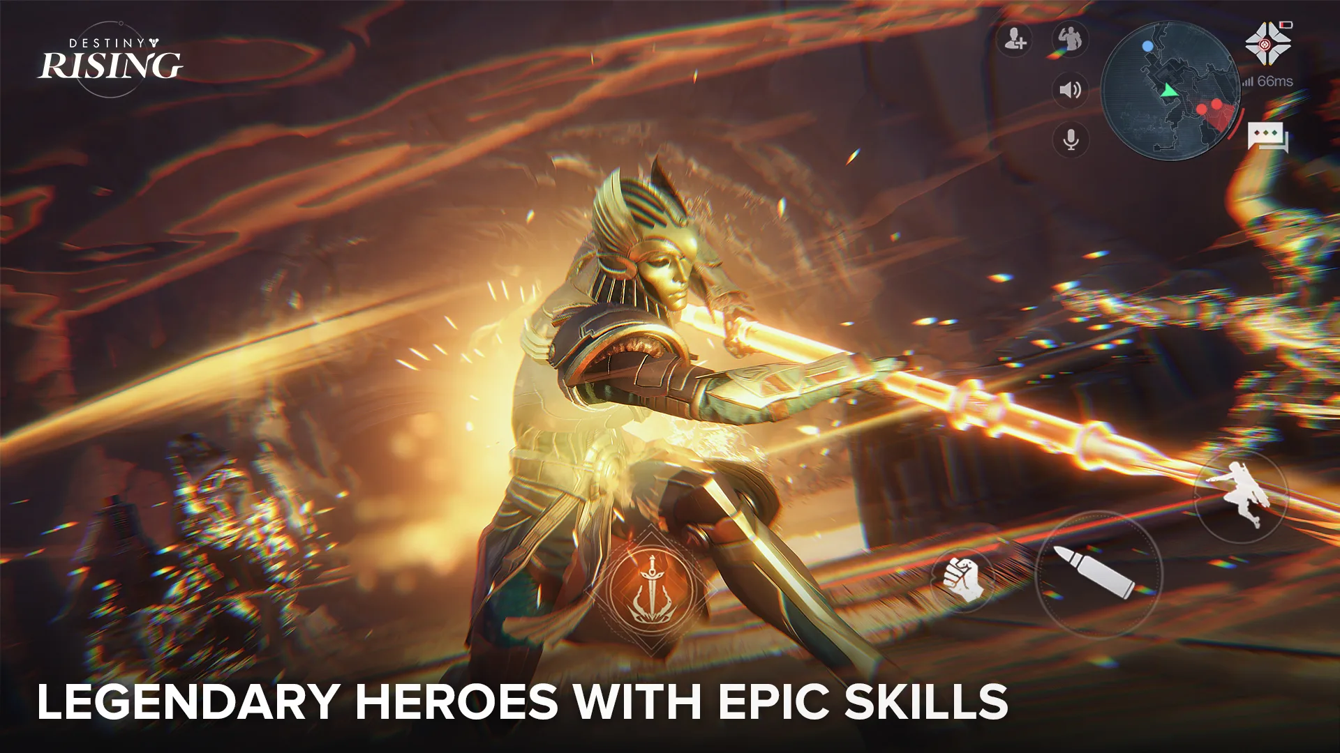 Lightbearers fighting together during a cooperative Destiny: Rising activity
