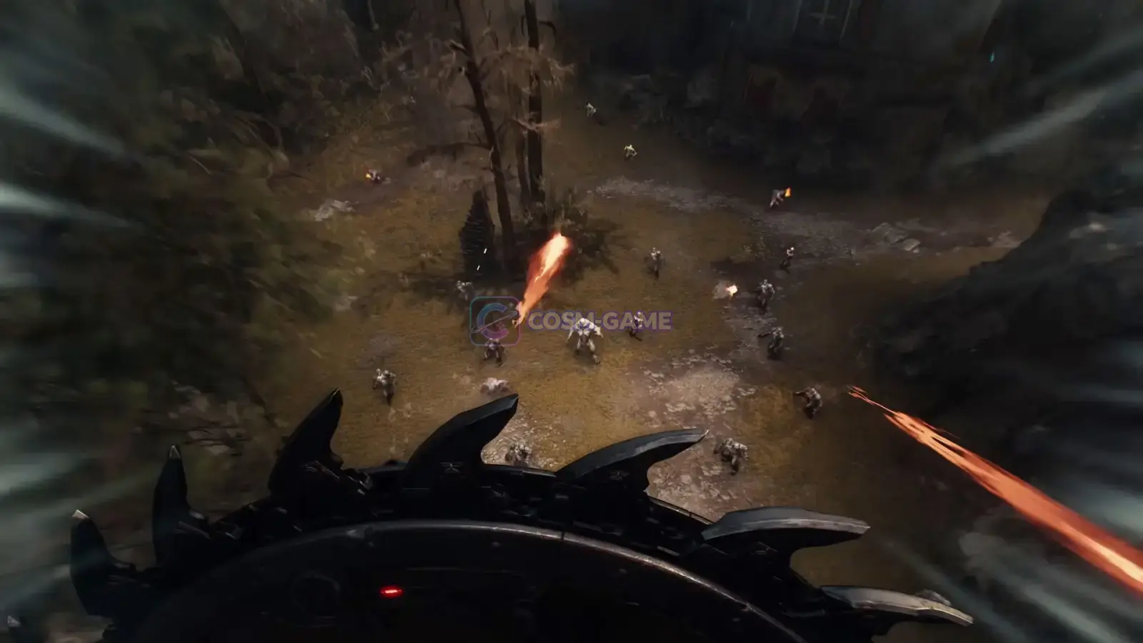 The DOOM Slayer rushes toward an enemy using the Shield Charge.