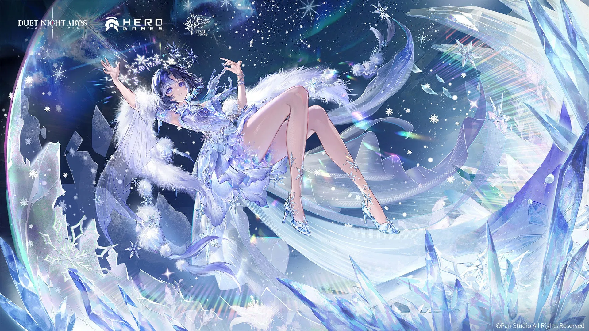 Ada wears her Snowlight Chase skin in official Nocturne in White promotional artwork.