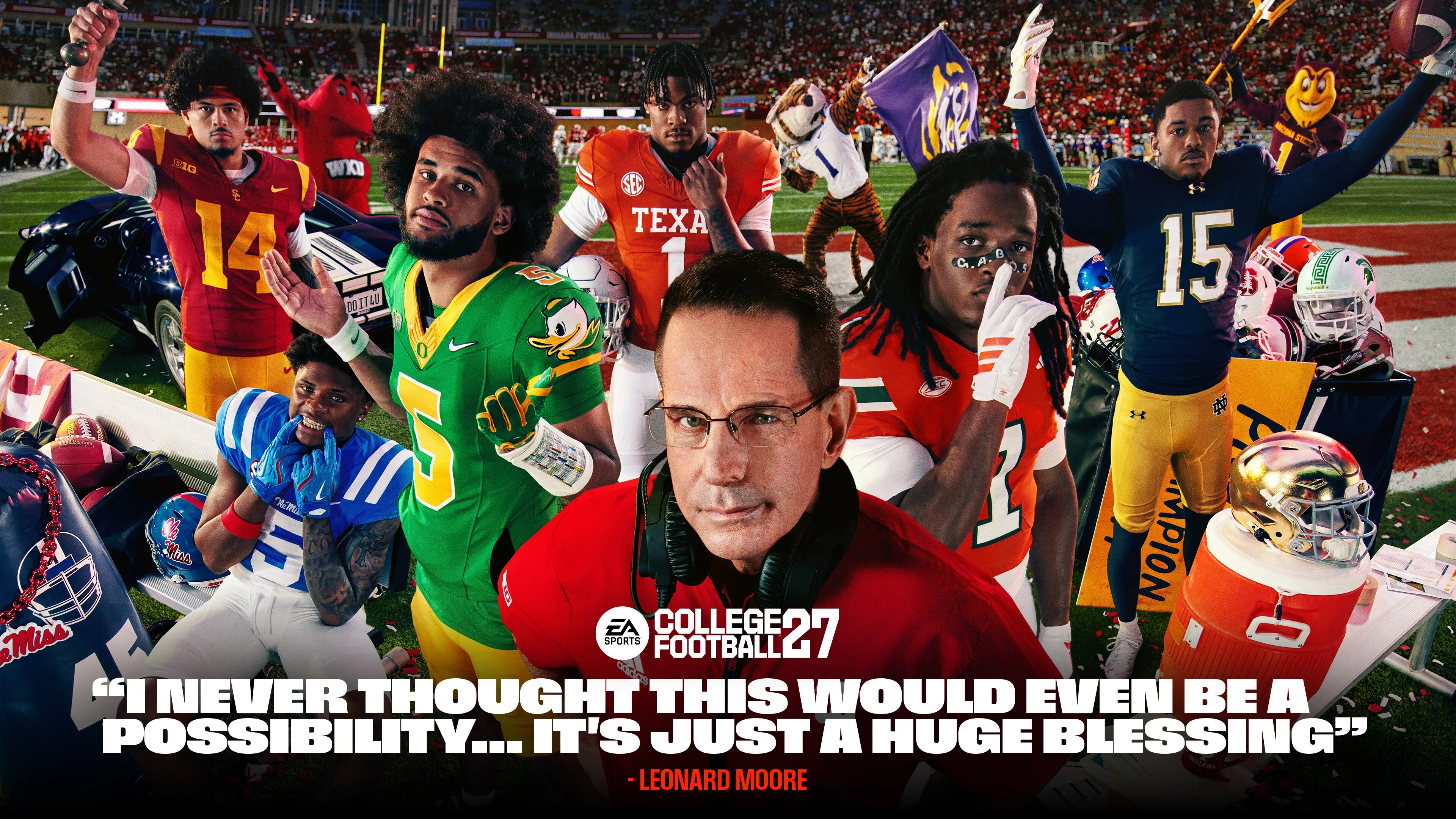 Leonard Moore in official EA SPORTS College Football 27 cover-athlete media.