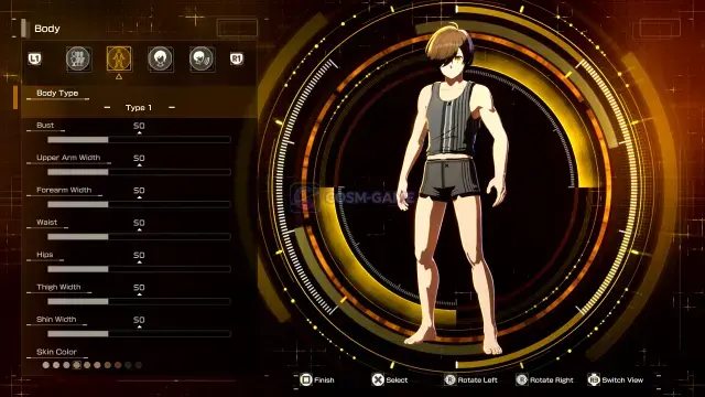 The Echoes of Aincrad character creation screen with a customizable avatar inside a glowing interface.