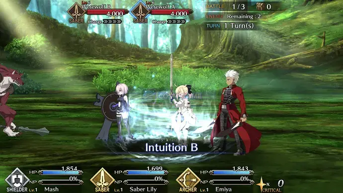 A battle screen shows Servant Skill controls during the tactical phase.