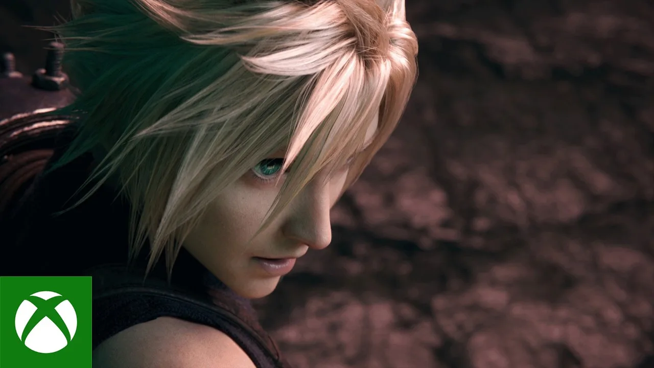 Cloud and the party in the FINAL FANTASY VII REBIRTH Xbox announcement trailer