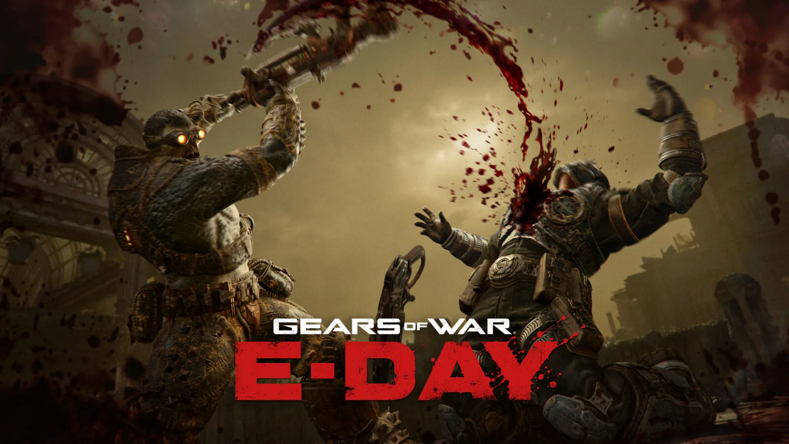Gears soldiers fire across a Kalona multiplayer arena in Gears of War: E-Day