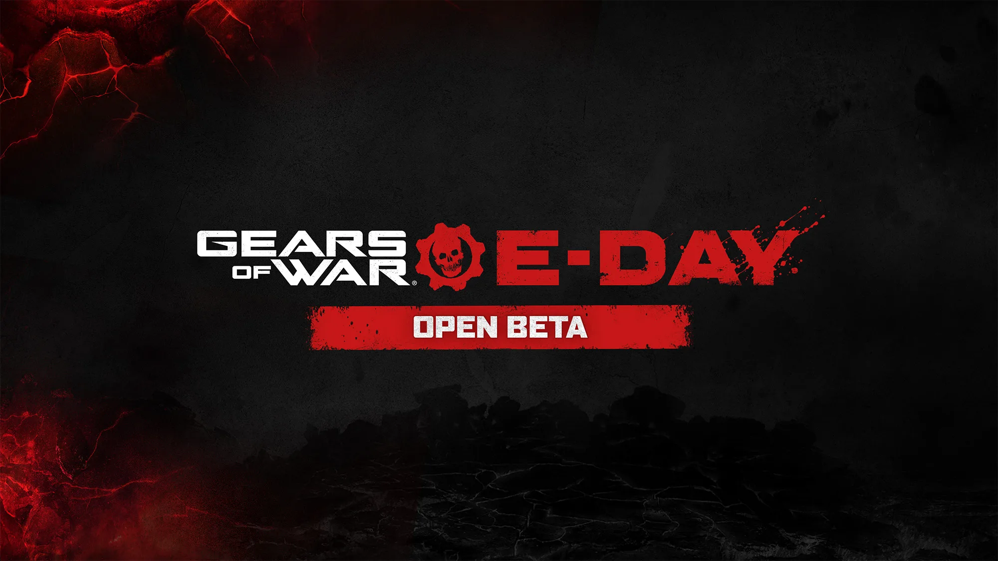 Open Beta promotional artwork with Marcus and Dom against Locust Horde