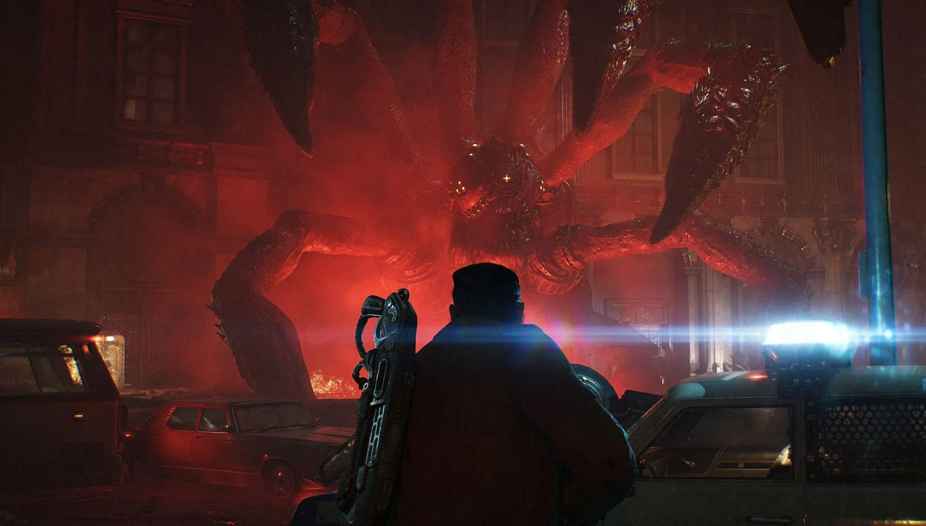 Locust forces emerging beneath Kalona in Gears of War E-Day