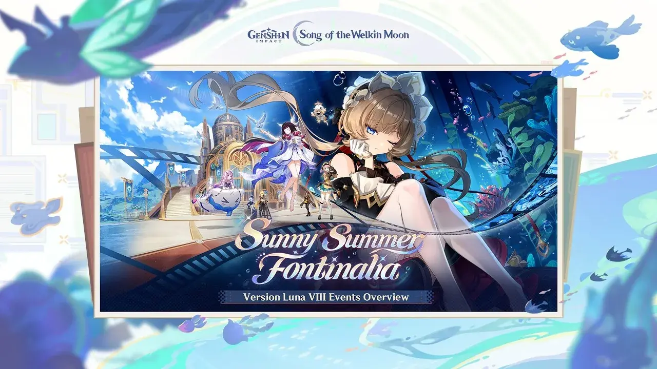 Sunny Summer Fontinalia event preview artwork for Genshin Impact