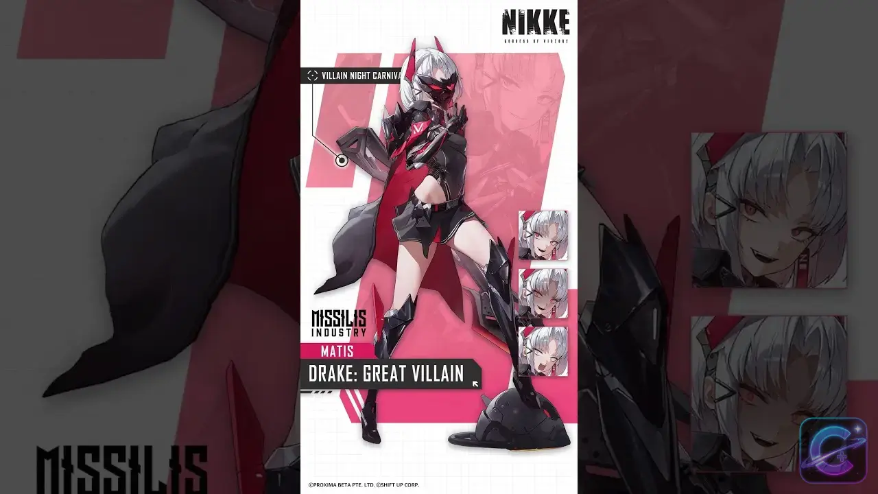 Drake: Great Villain appears in her official GODDESS OF VICTORY: NIKKE profile video.