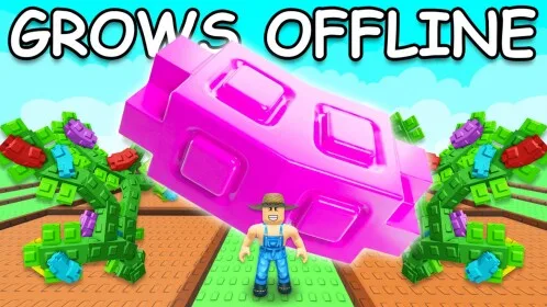 Giant pink cube-shaped crop in Grow a Garden