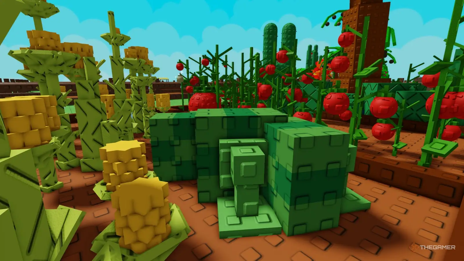 Grow a Garden player plot filled with crops and decorative plants