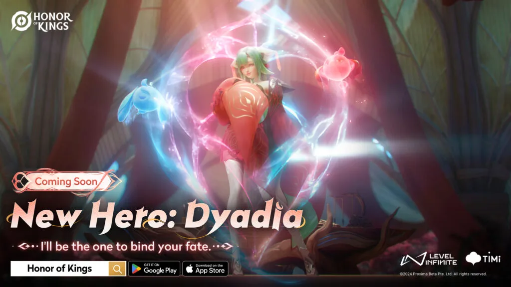 Dyadia appears in official Honor of Kings character artwork released for her global debut.